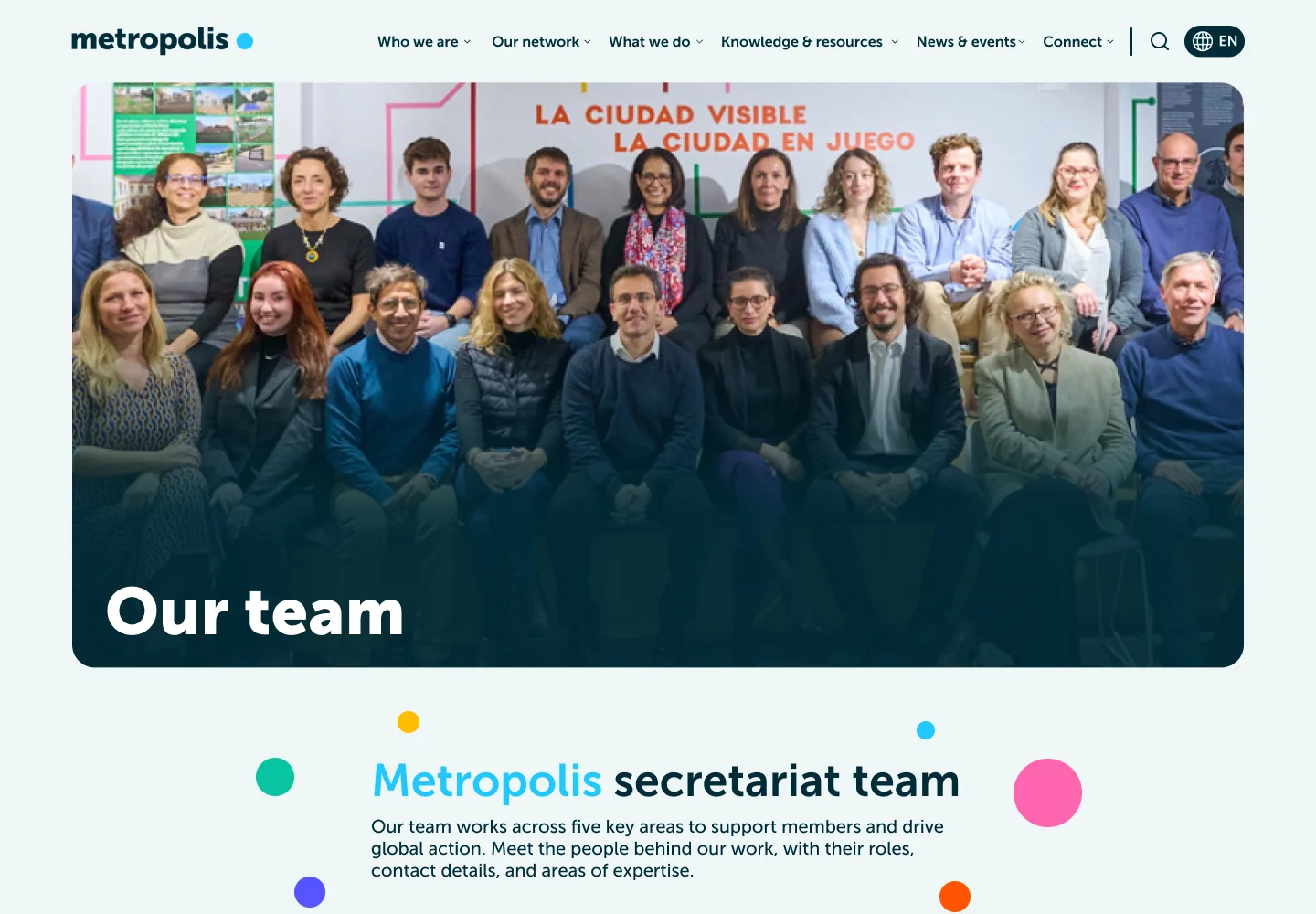 Página de equipo en la web de Metropolis